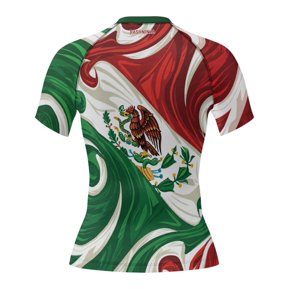Rashninja Patriot Mexico Flag Women's Short Sleeve Rash Guard