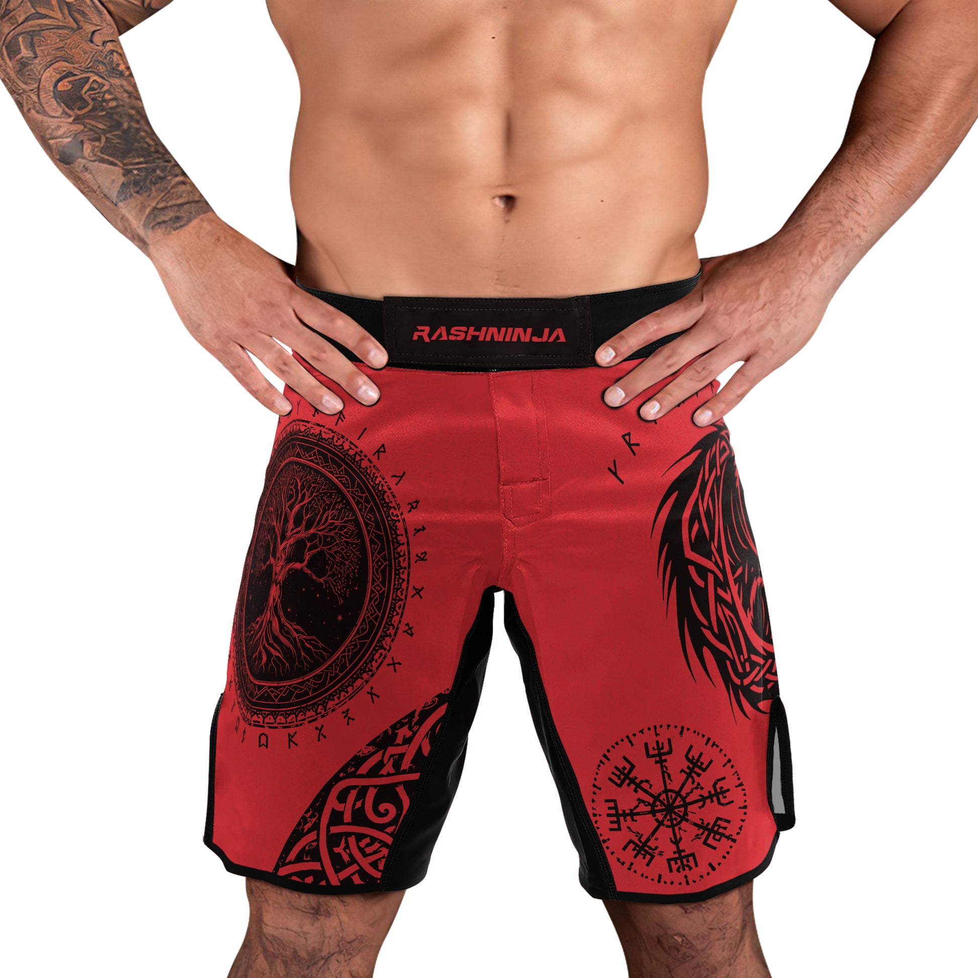 Rashninja Yggdrasil Bear Viking Men's Fight Shorts