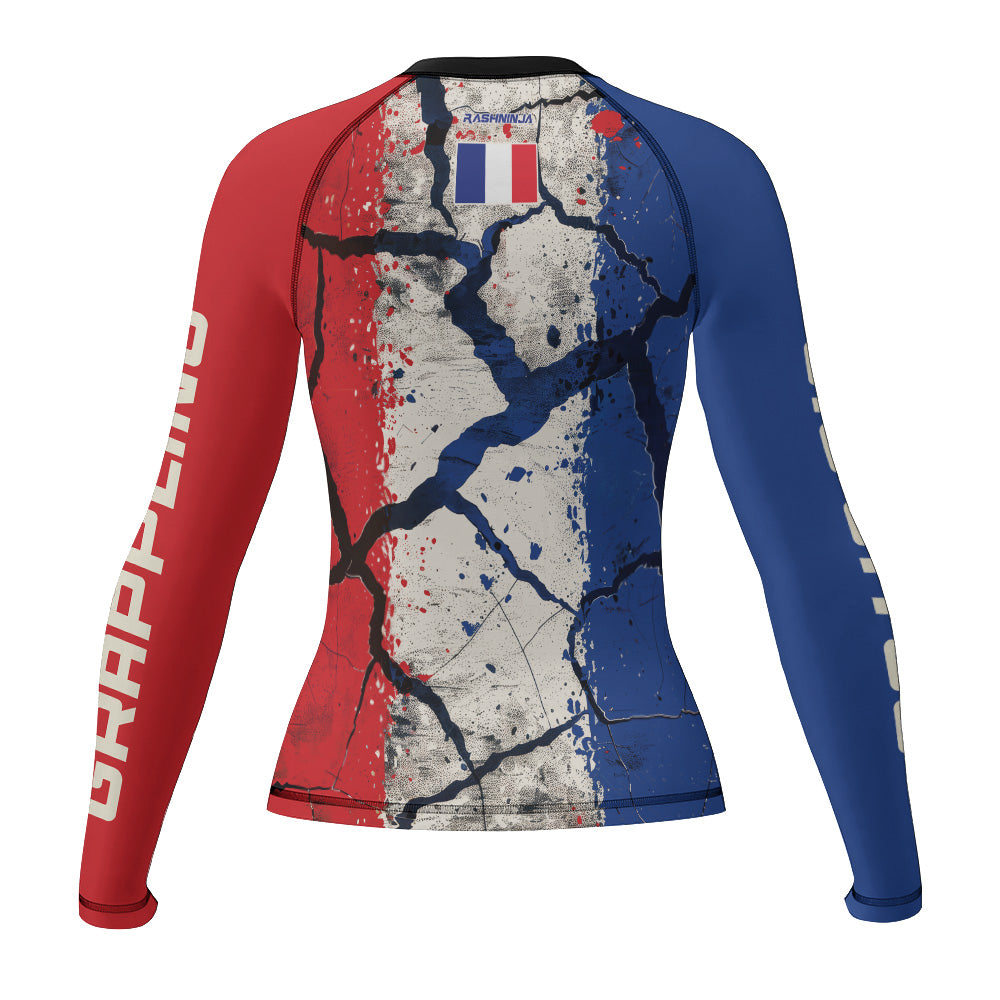Rashninja Patriot France Flag Women's Long Sleeve Rash Guard