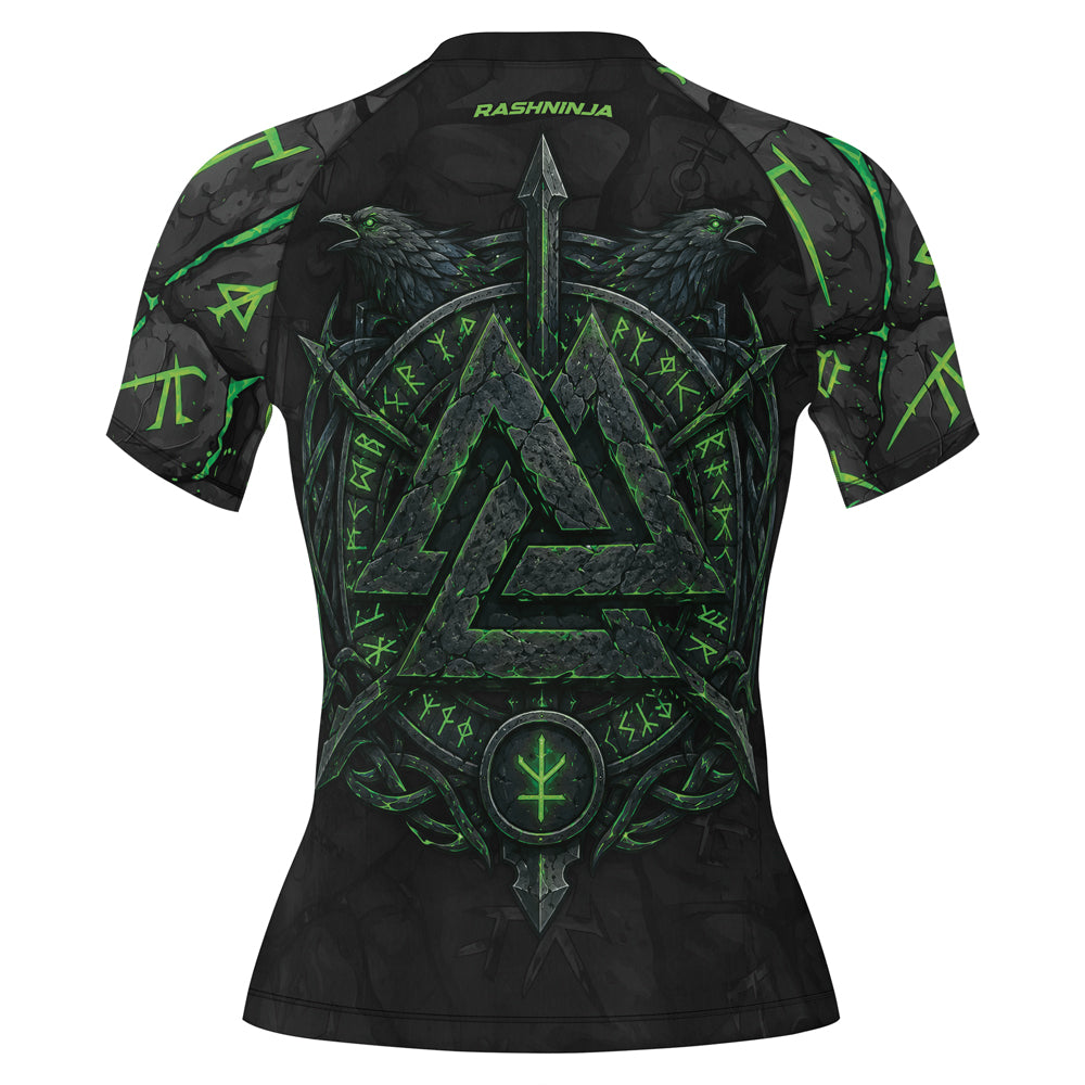 Rashninja Viking Raven Vegvisir Women's Short Sleeve Rash Guard