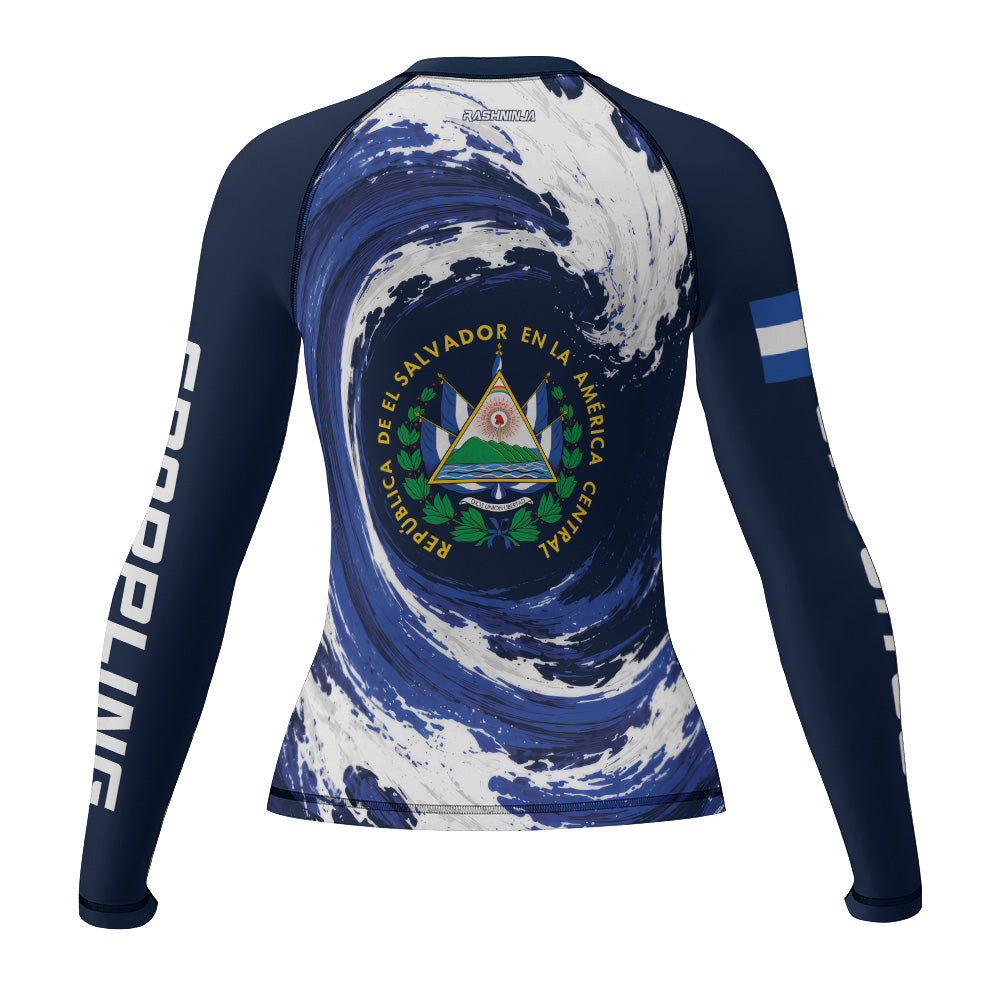 Rashninja Patriot El Salvador Flag Women's Long Sleeve Rash Guard