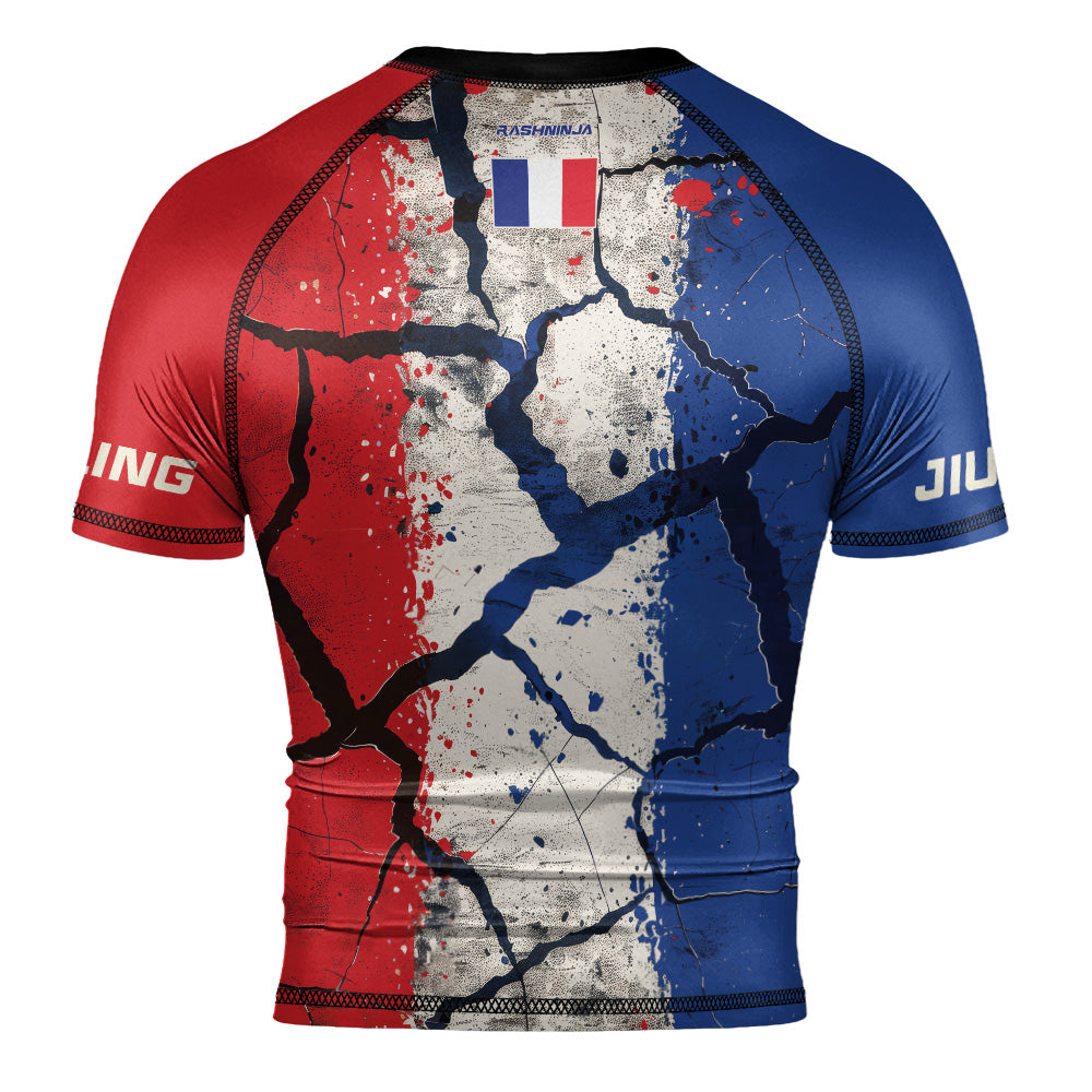 Rashninja Patriot France Flag Men's Short Sleeve Rash Guard