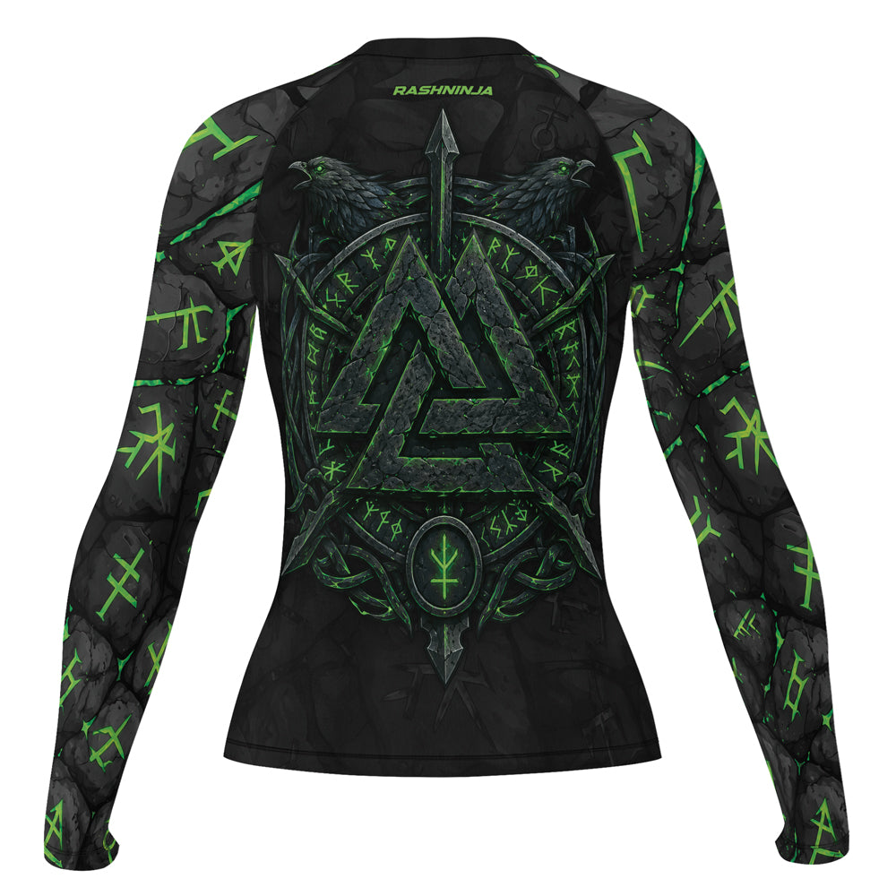 Rashninja Viking Raven Vegvisir Women's Long Sleeve Rash Guard