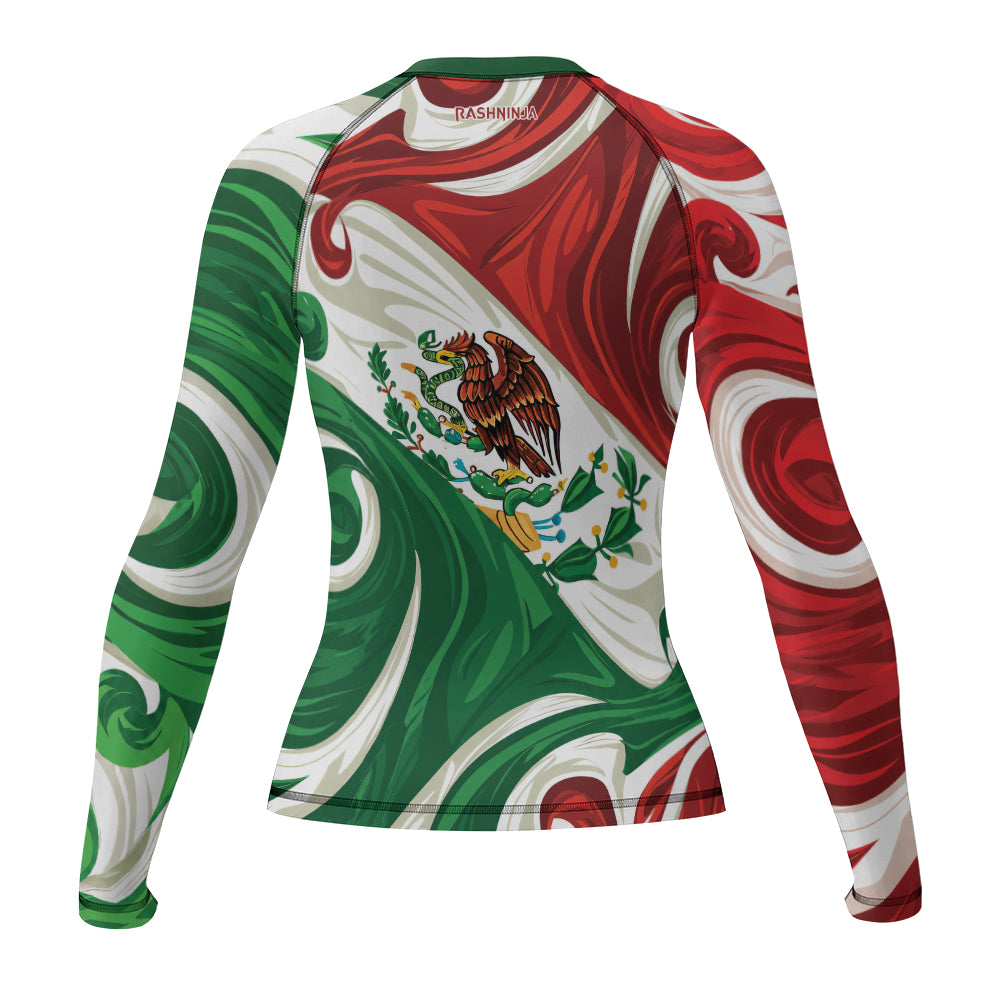 Rashninja Patriot Mexico Flag Women's Long Sleeve Rash Guard