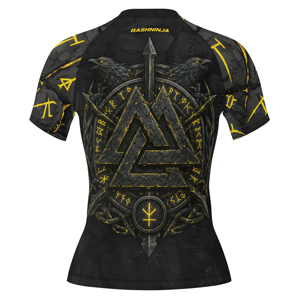Rashninja Viking Raven Vegvisir Women's Short Sleeve Rash Guard