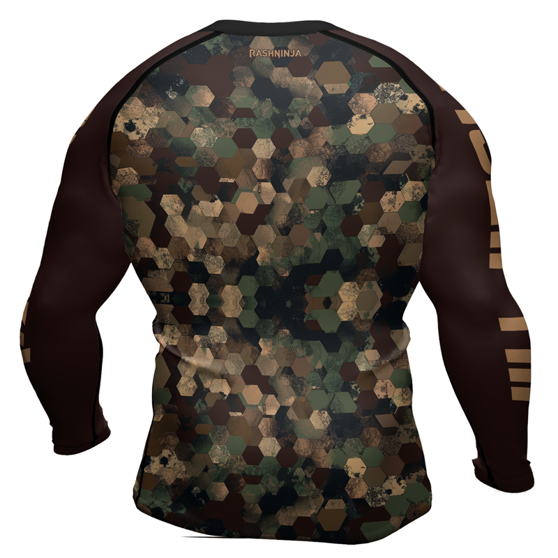 Rashninja Military Hexagon Camouflage Men's Long Sleeve Rash Guard