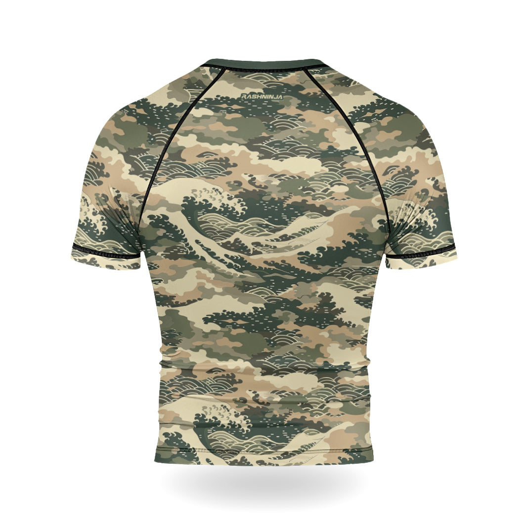 Rashninja Ocean Waves Camouflage Men's Short Sleeve Rash Guard