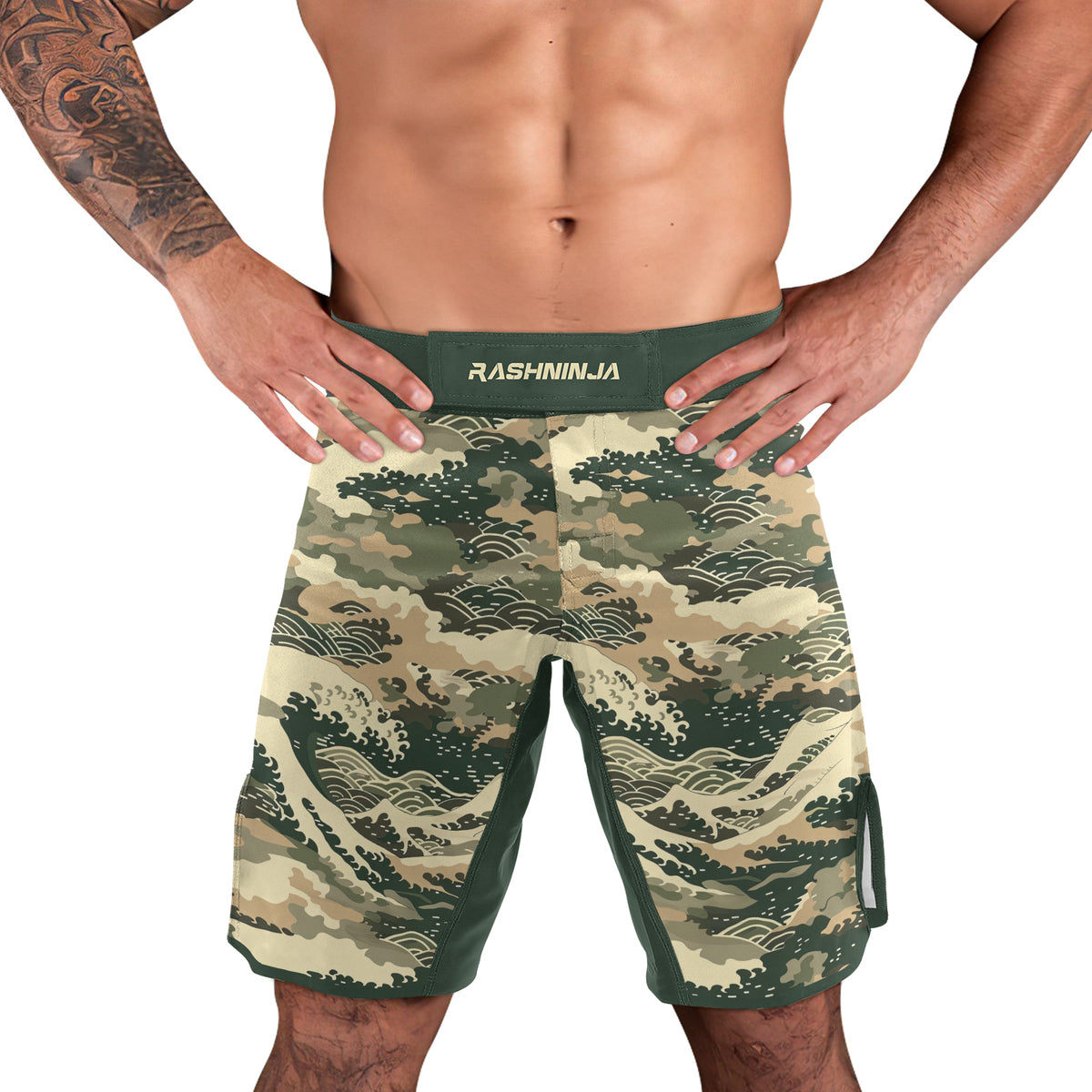 Rashninja Ocean Waves Camouflage Men's Fight Shorts