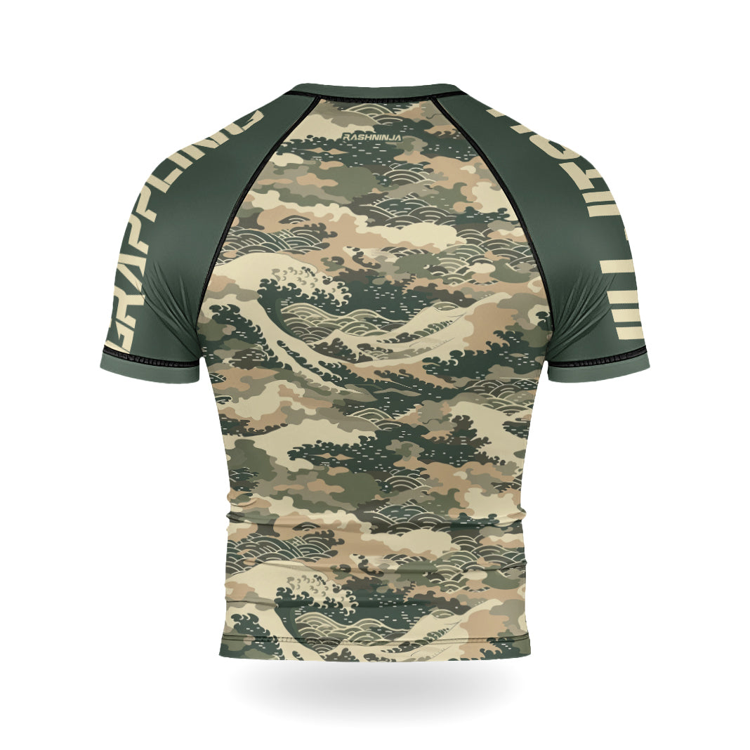 Rashninja Ocean Waves Camouflage Men's Short Sleeve Rash Guard