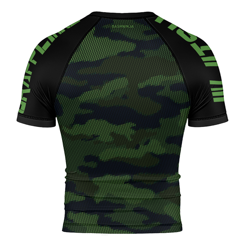 Rashninja Military Woodland Camouflage Men's Short Sleeve Rash Guard