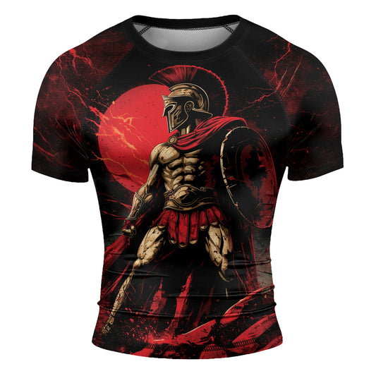 Rashninja Spartan Red Crest Men's Short Sleeve Rash Guard