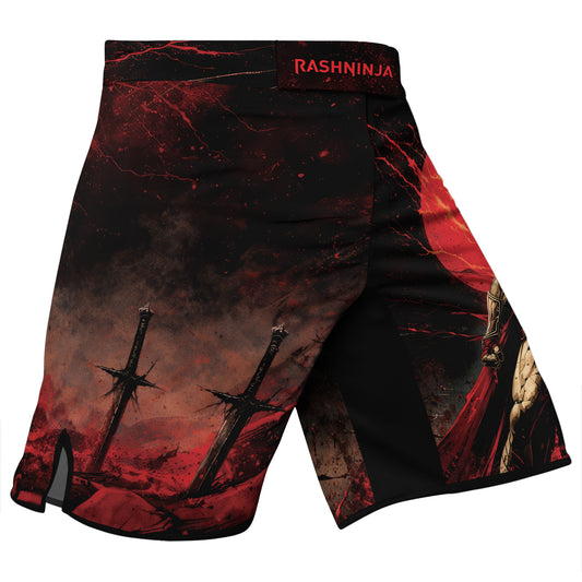 Rashninja Spartan Red Crest Men's Fight Shorts