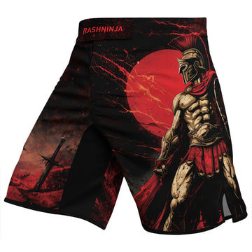 Rashninja Spartan Red Crest Men's Fight Shorts
