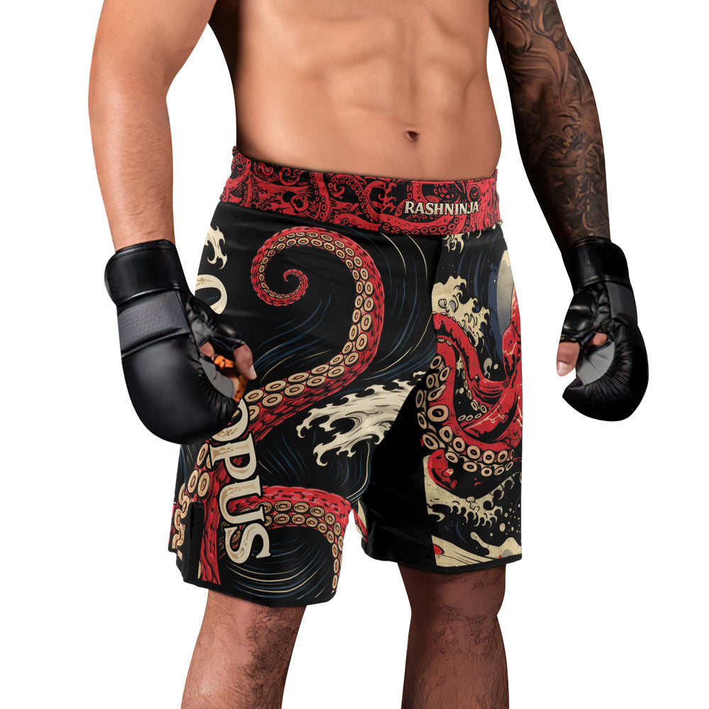 Rashninja Octopus Deep Sea Red Men's Fight Shorts
