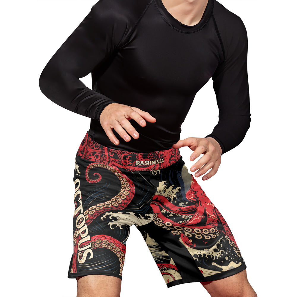 Rashninja Octopus Deep Sea Red Men's Fight Shorts