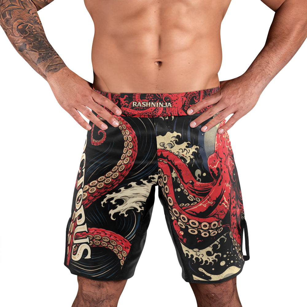 Rashninja Octopus Deep Sea Red Men's Fight Shorts