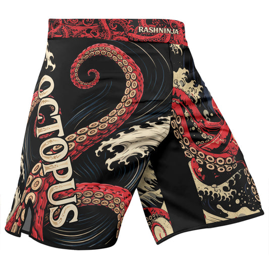 Rashninja Octopus Deep Sea Red Men's Fight Shorts