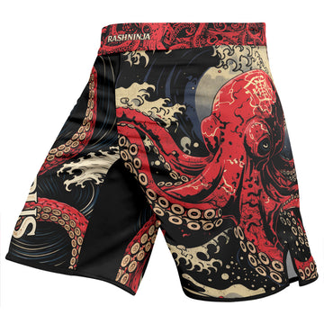 Rashninja Octopus Deep Sea Red Men's Fight Shorts