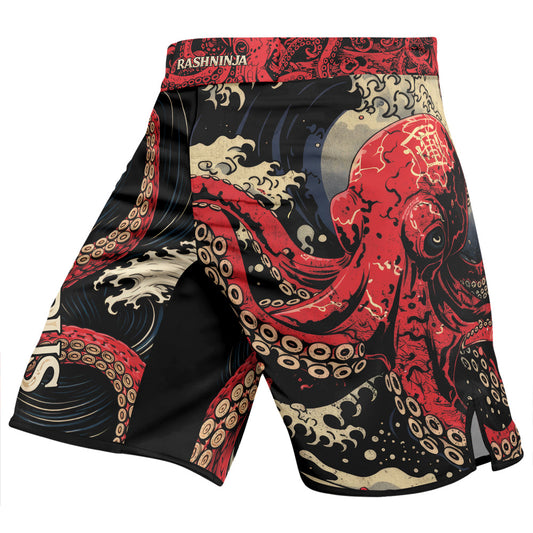 Rashninja Octopus Deep Sea Red Men's Fight Shorts