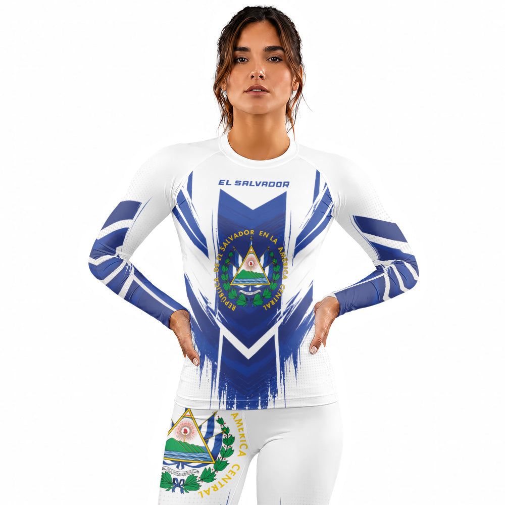 Rashninja Patriot El Salvador Flag Women's Long Sleeve Rash Guard