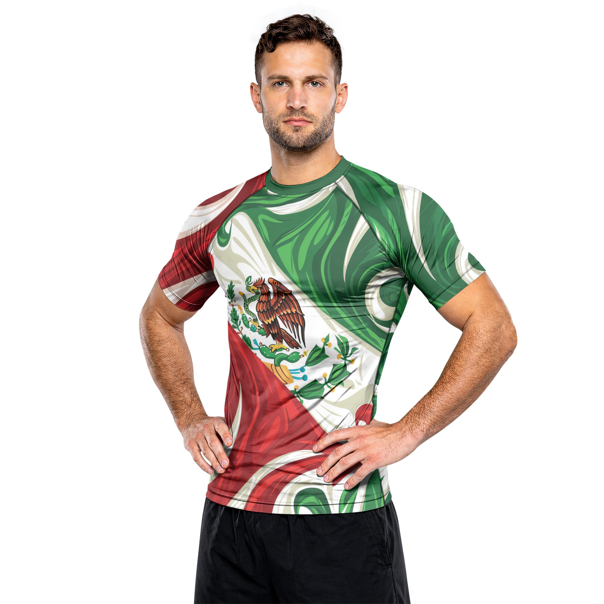 Rashninja Patriot Mexico Flag Men's Short Sleeve Rash Guard