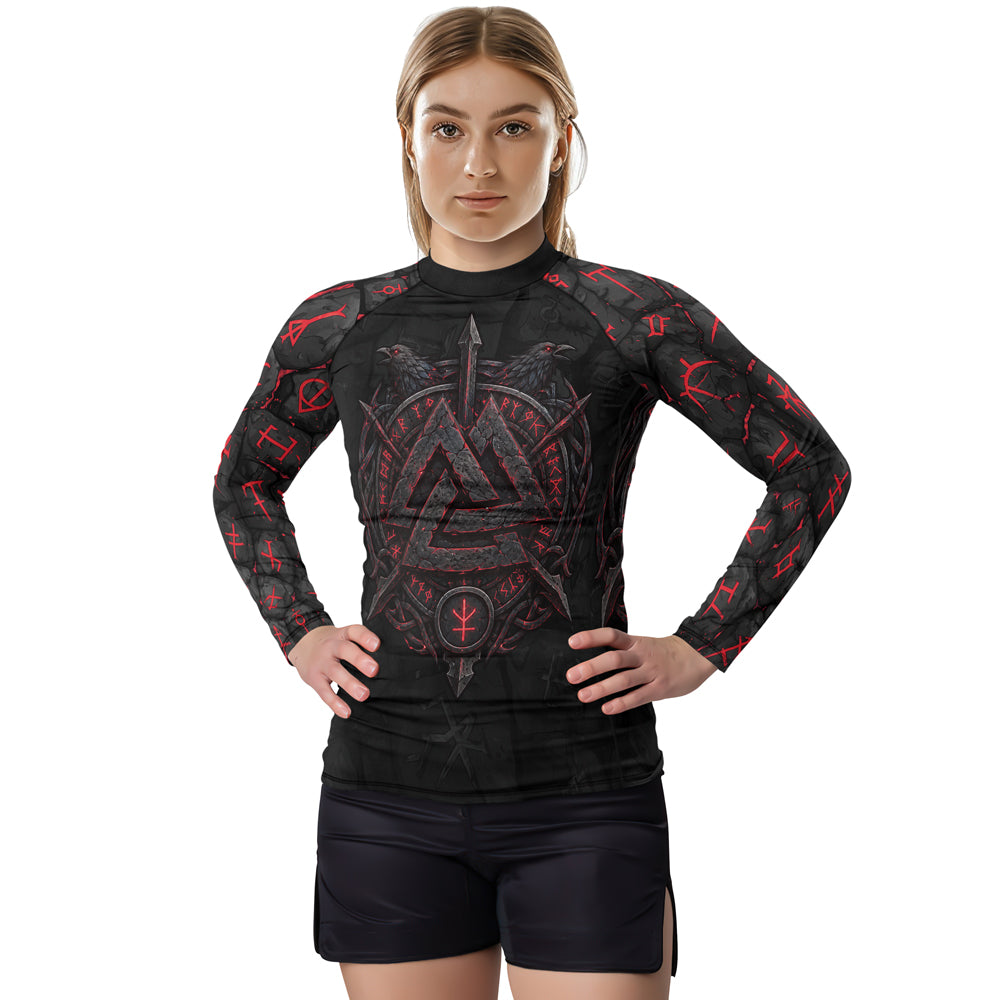 Rashninja Viking Raven Vegvisir Women's Long Sleeve Rash Guard
