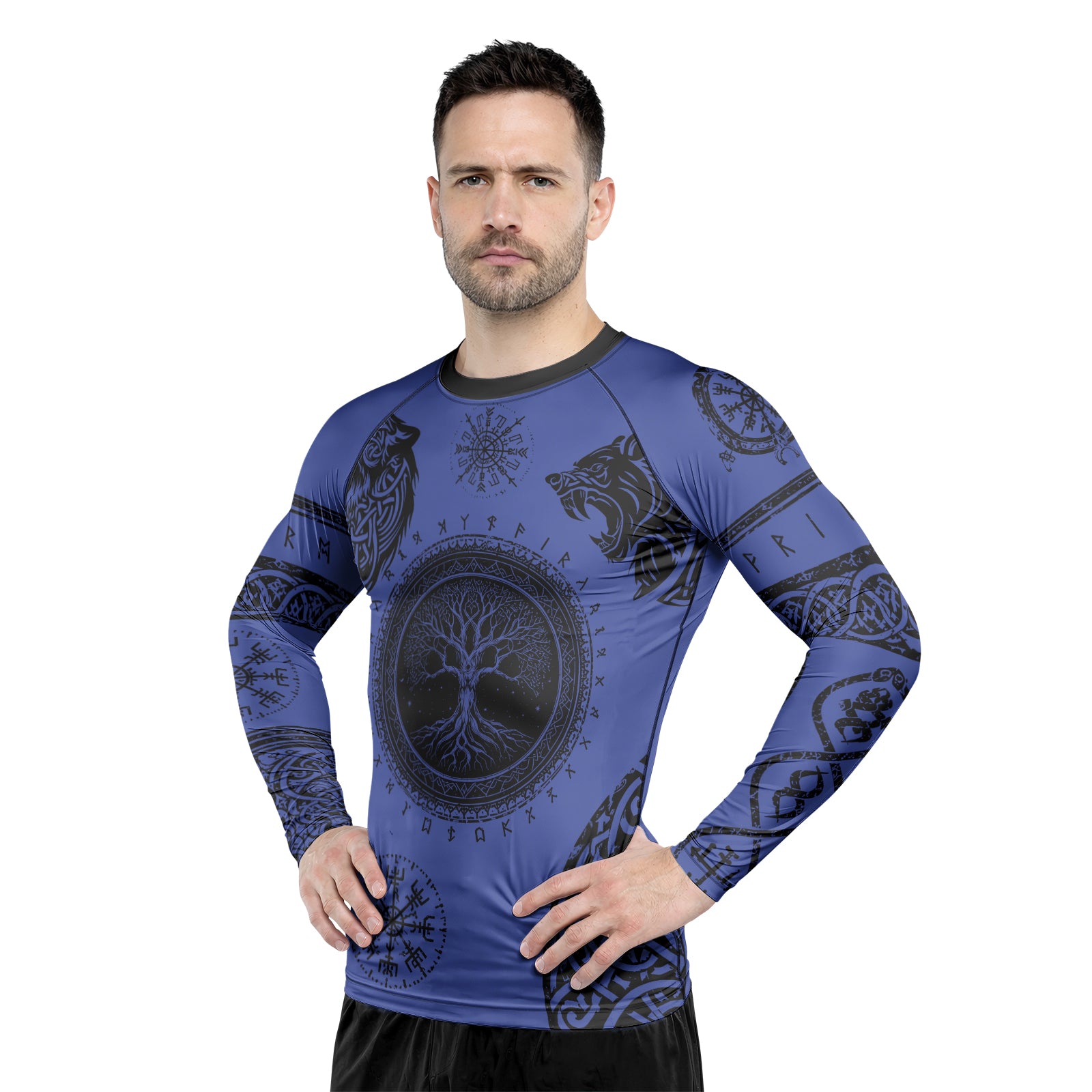 Rashninja Yggdrasil Bear Viking Men's Long Sleeve Rash Guard