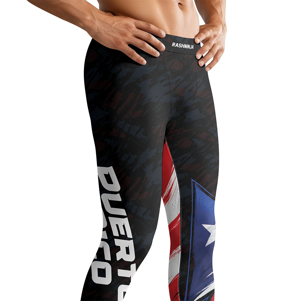Rashninja Patriot  Puerto Rico Flag Men's Spats