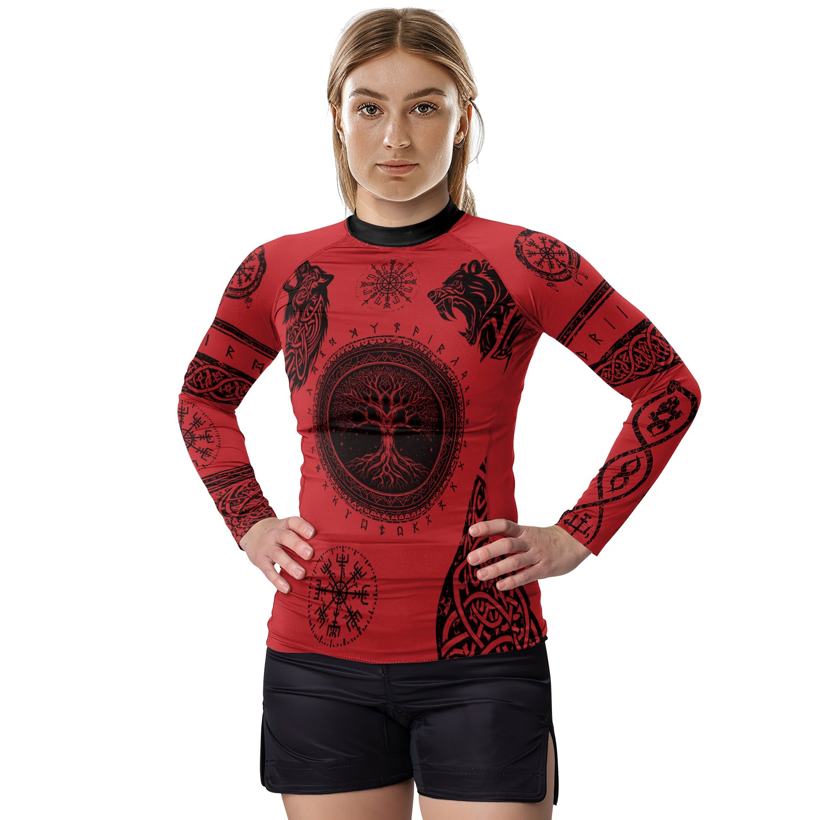 Rashninja Yggdrasil Bear Viking Women's Long Sleeve Rash Guard