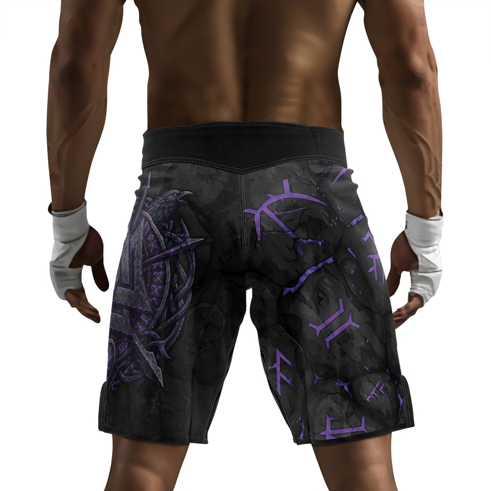 Rashninja Viking Raven Vegvisir Men's Fight Shorts