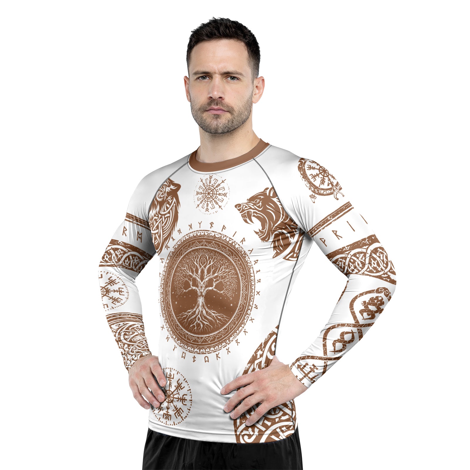 Rashninja Yggdrasil Bear Viking Men's Long Sleeve Rash Guard