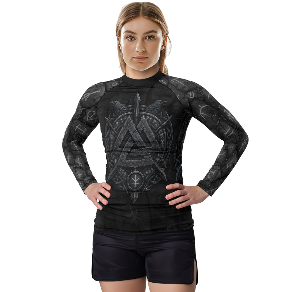 Rashninja Viking Raven Vegvisir Women's Long Sleeve Rash Guard