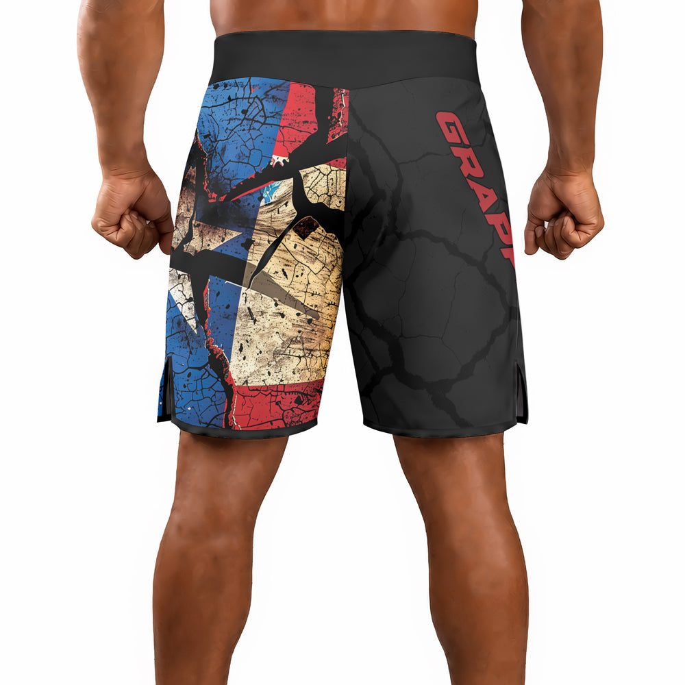 Rashninja Patriot Puerto Rico Flag Men's Fight Shorts