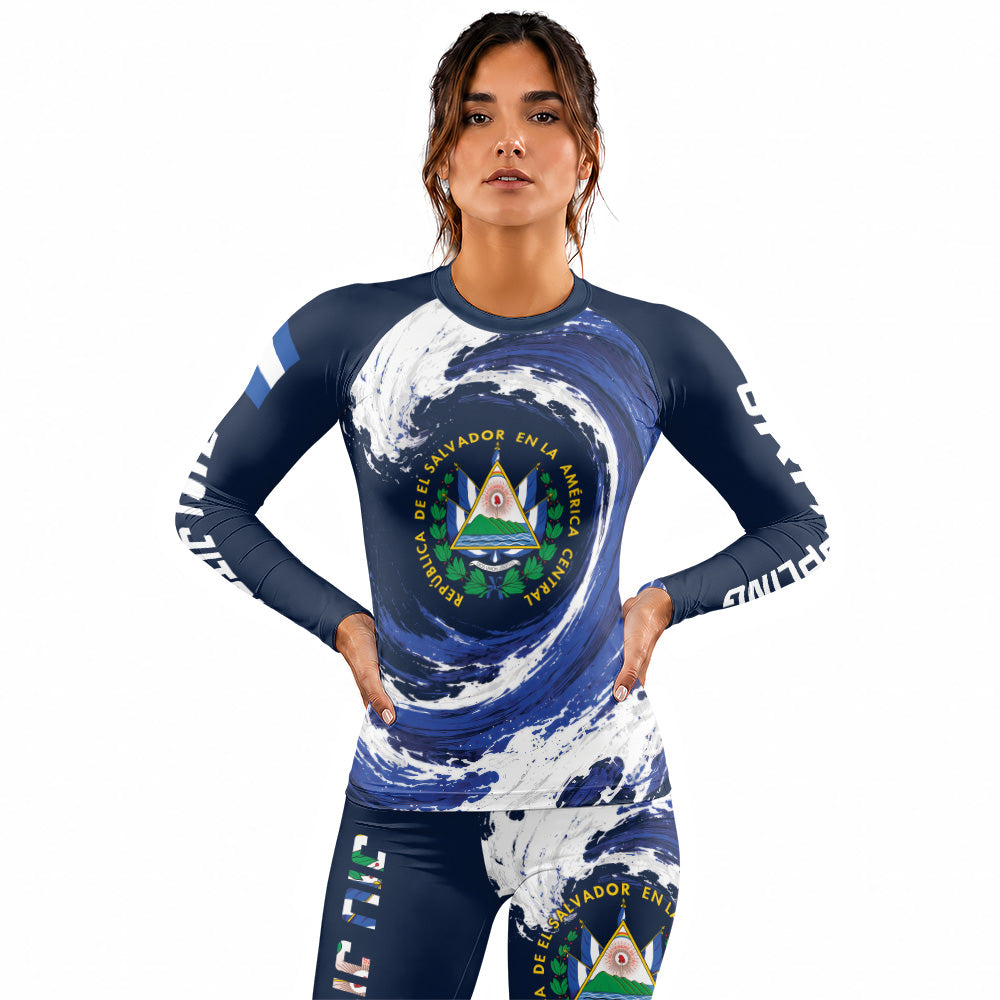 Rashninja Patriot El Salvador Flag Women's Long Sleeve Rash Guard