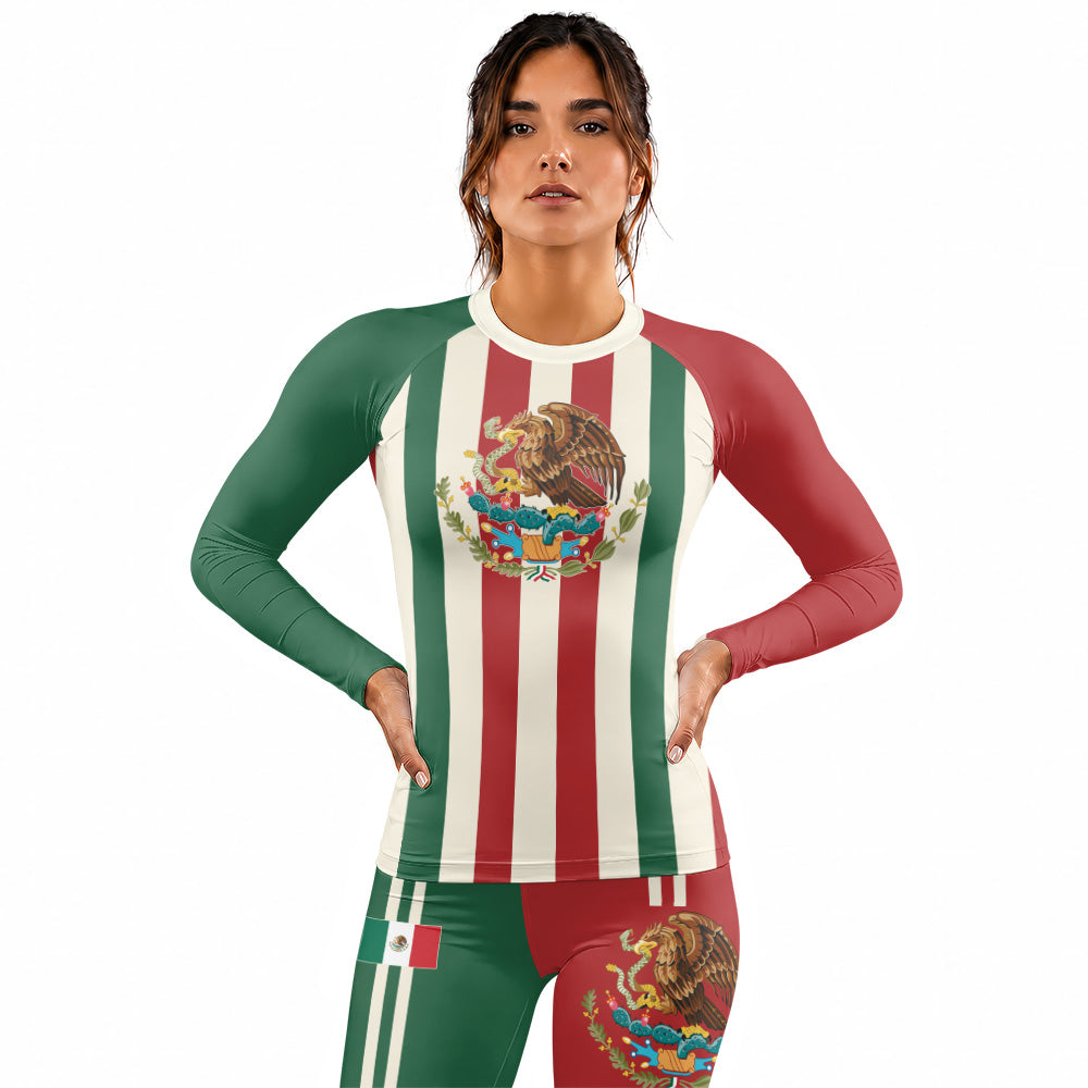 Rashninja Patriot Mexico Flag Women's Long Sleeve Rash Guard