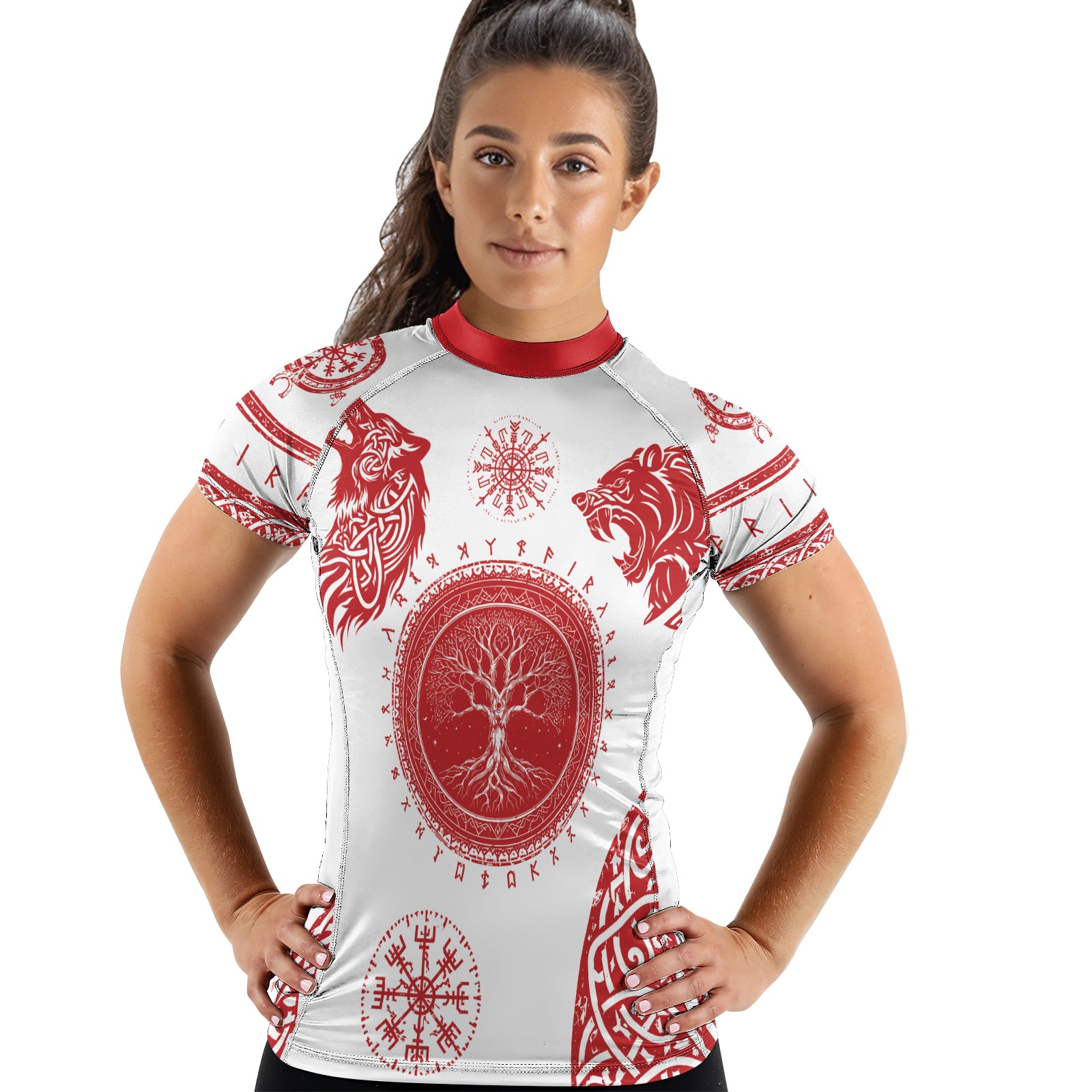 Rashninja Yggdrasil Bear Viking Women's Short Sleeve Rash Guard