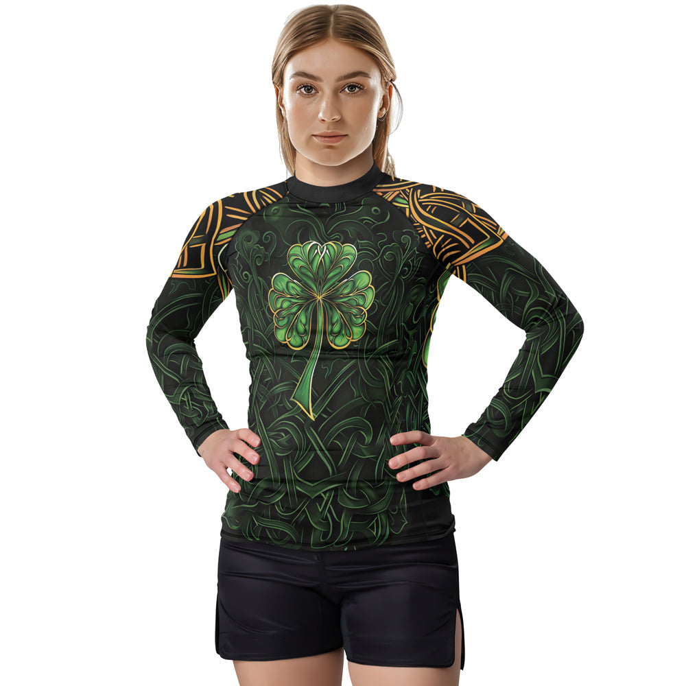 Rashninja Irish Celtic Clover Women's Long Sleeve Rash Guard – St. Patrick's Day Edition