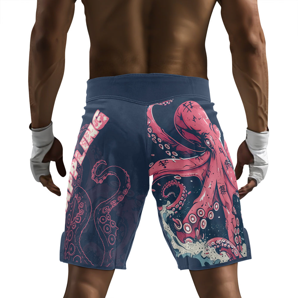 Rashninja Octopus Pink Kraken Men's Fight Shorts