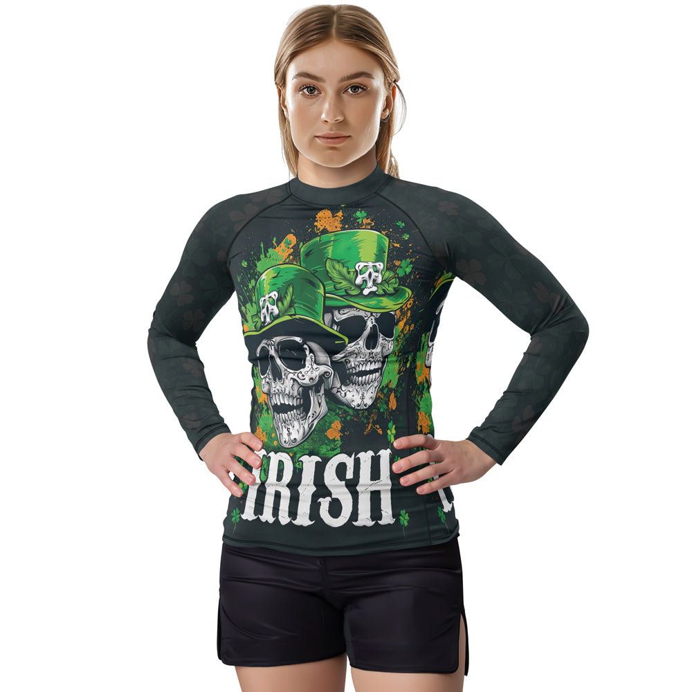 Rashninja Irish Leprechaun Skull Women's Long Sleeve Rash Guard