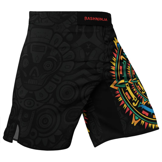 Rashninja Aztec Mask Rainbow Men's Fight Shorts