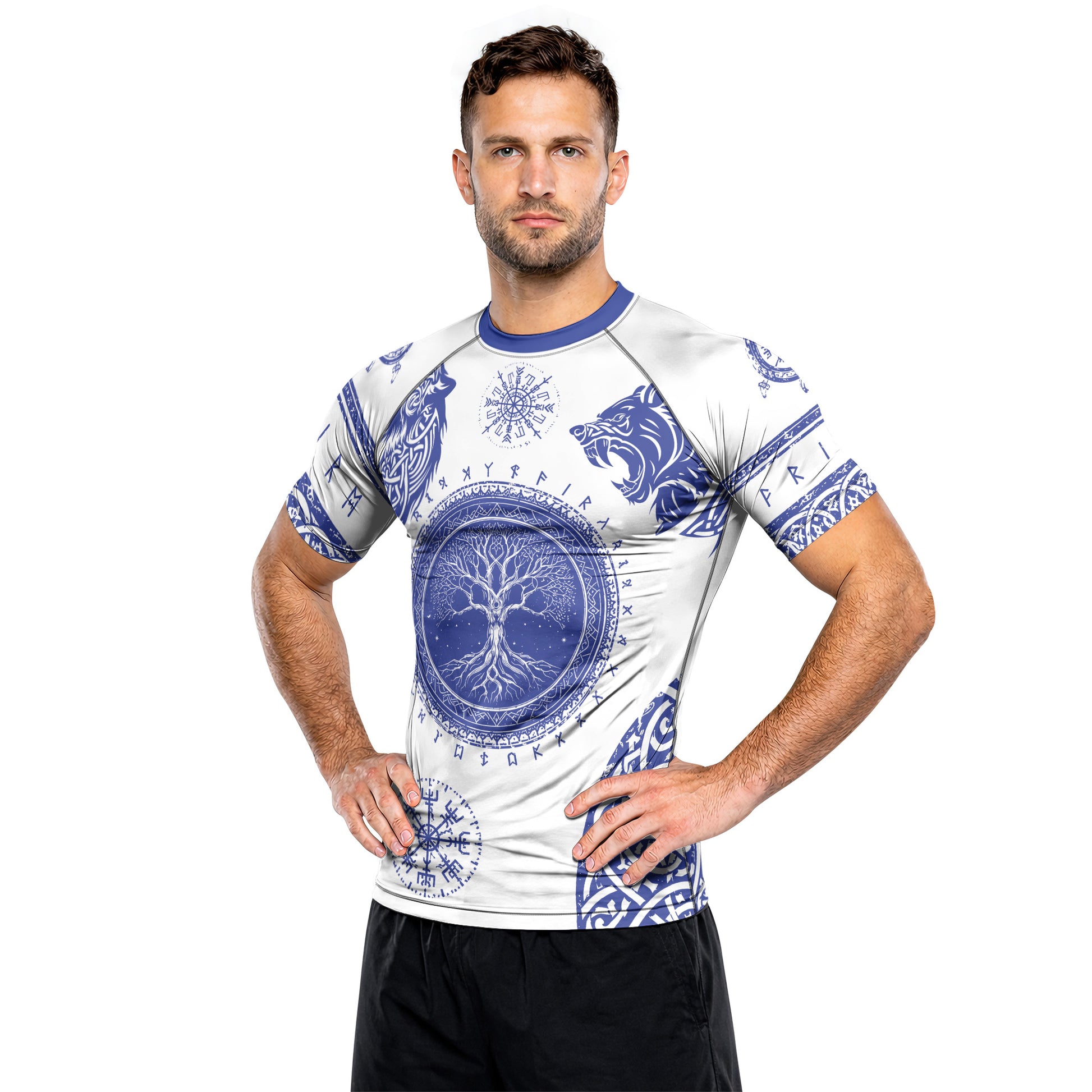 Rashninja Yggdrasil Bear Viking Men's Short Sleeve Rash Guard