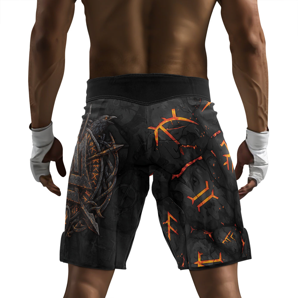 Rashninja Viking Raven Vegvisir Men's Fight Shorts