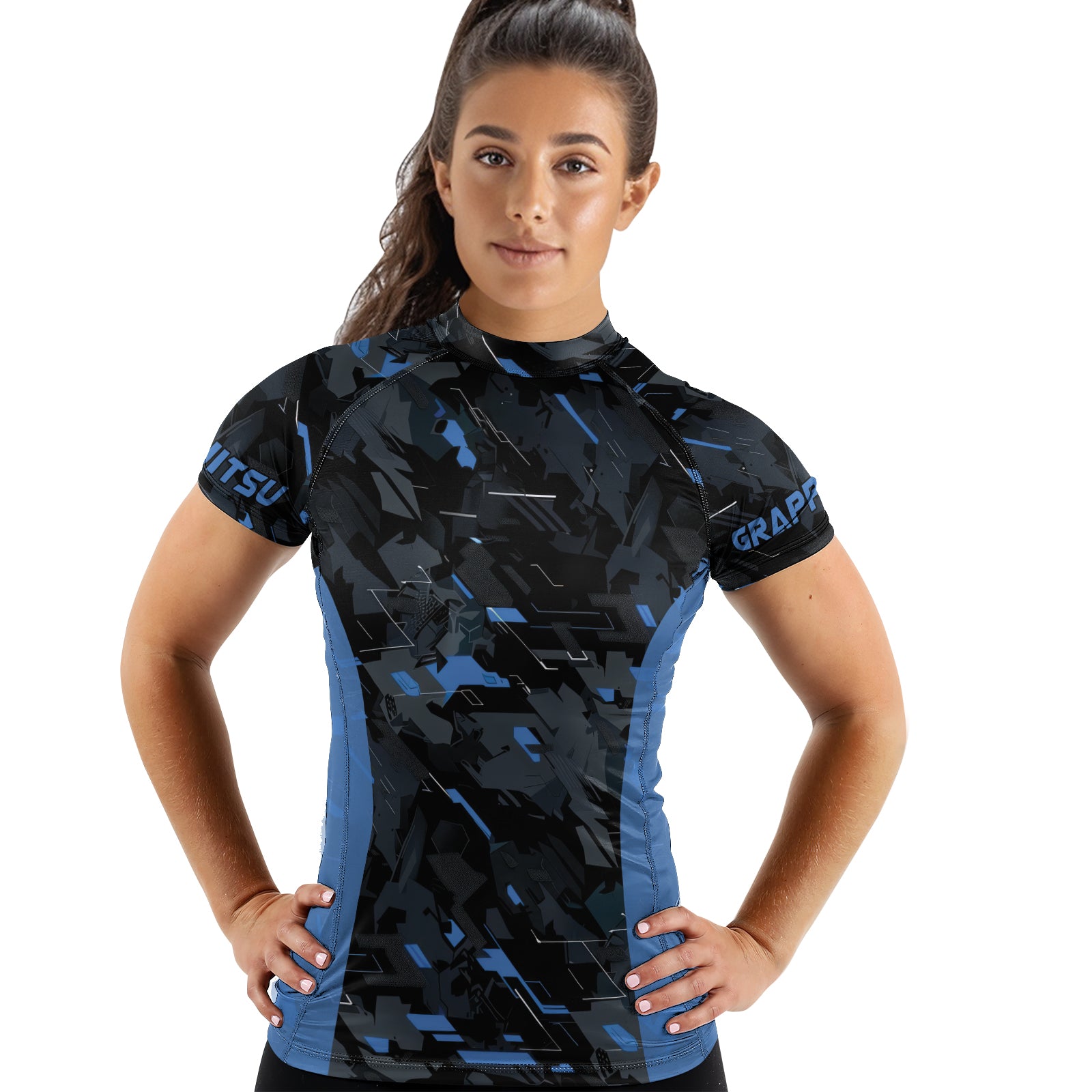 Rashninja Blue Triangle Women's Short Sleeve Rash Guard