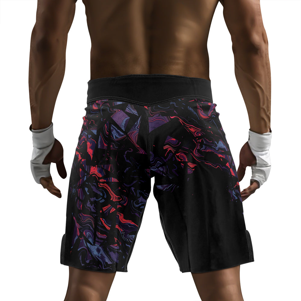 Rashninja Red Cyber Marble Men's Fight Shorts