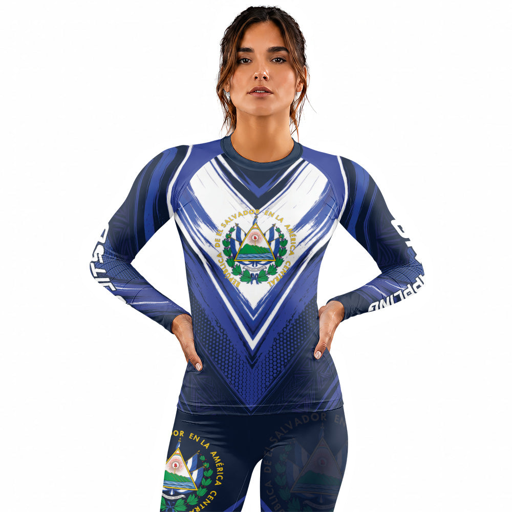 Rashninja Patriot El Salvador Flag Women's Long Sleeve Rash Guard