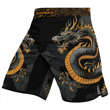 Rashninja Dragon Gold Majesty Men's Fight Shorts