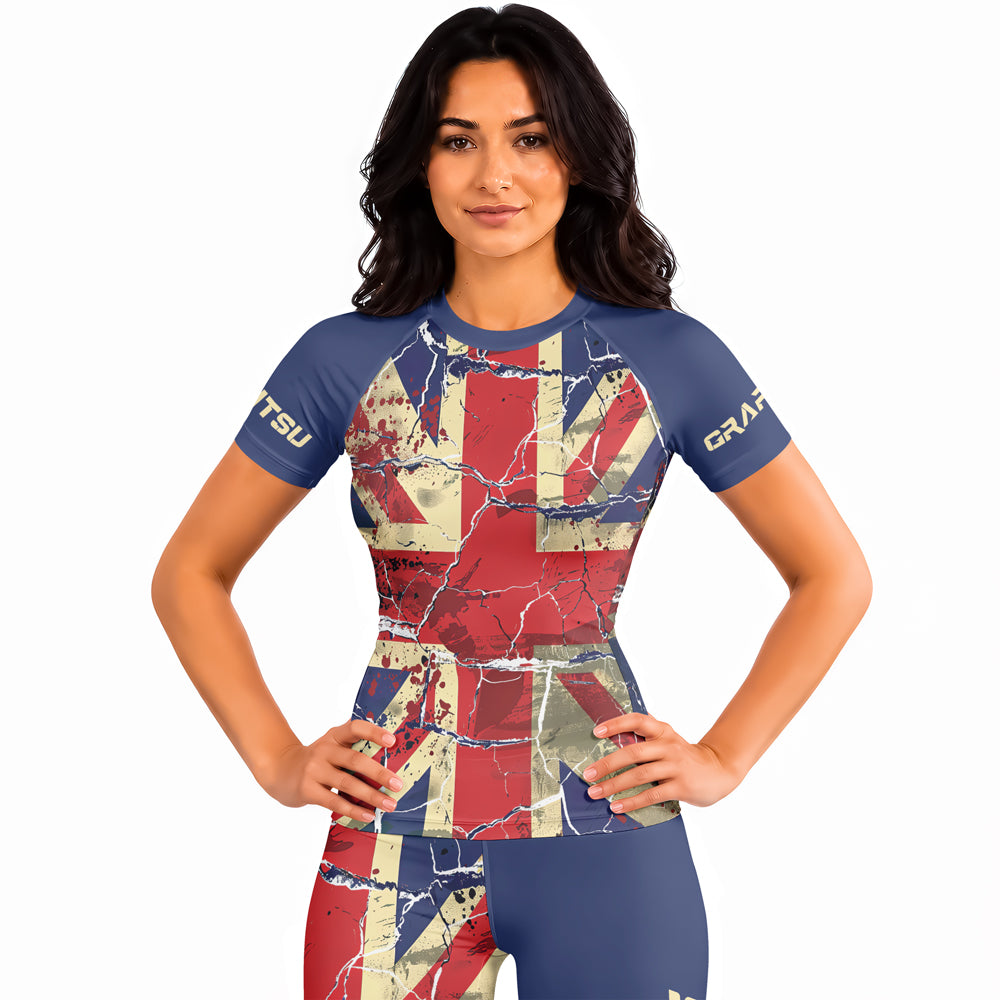 Rashninja Patriot United Kingdom Flag Women's Short Sleeve Rash Guard