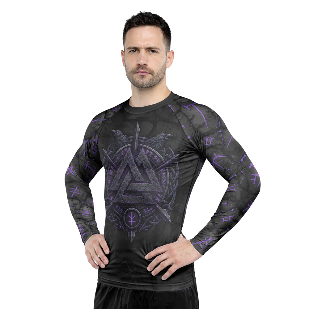 Rashninja Viking Raven Vegvisir Men's Long Sleeve Rash Guard