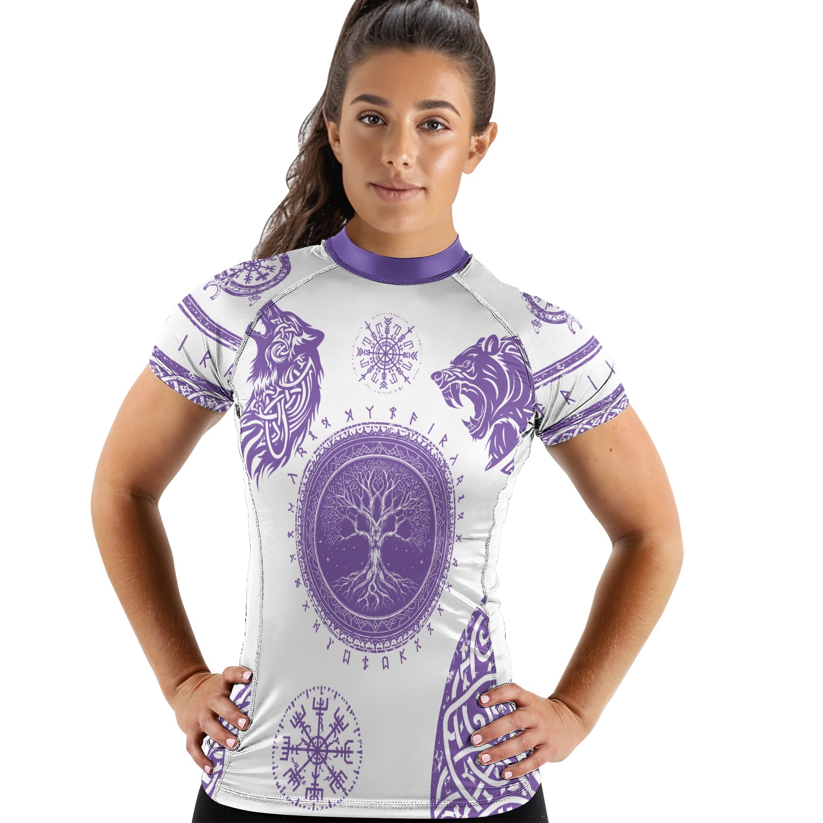 Rashninja Yggdrasil Bear Viking Women's Short Sleeve Rash Guard