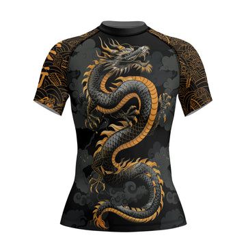 Rashninja Dragon Gold Majesty Women's Short Sleeve Rash Guard